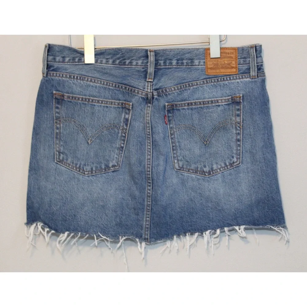 Levi's Deconstructed Button Fly Denim Cut Off Jean Skirt Blue Women's 32 H11823 - Picture 14 of 16